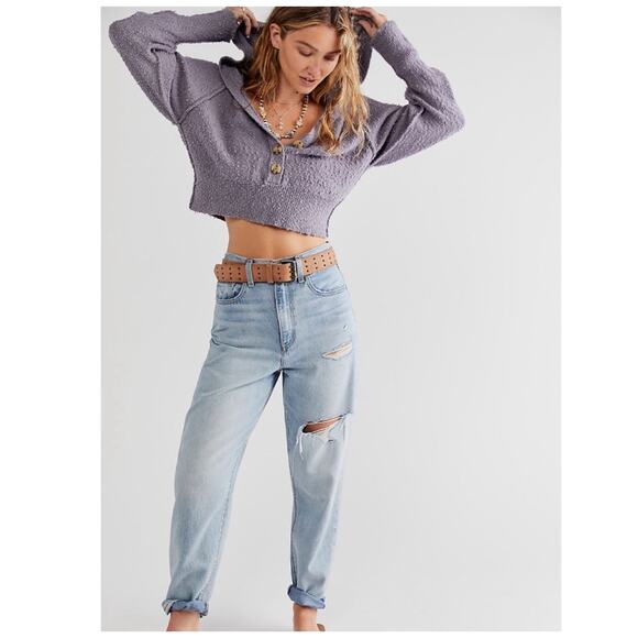 Free People Found My Friend Hoodie in Storm-lavender size Small Cropped Slouchy - Picture 15 of 15